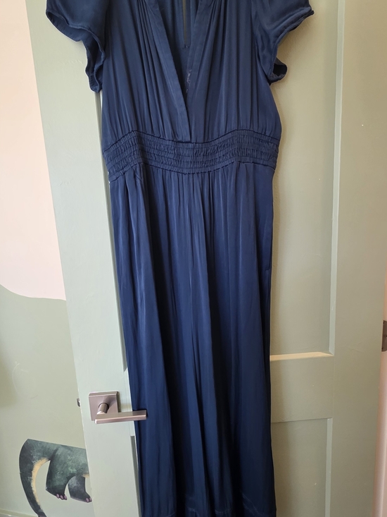 Anthropologie Pants - Anthropologie Navy V-Neck Smocked Waist Maxi Dress